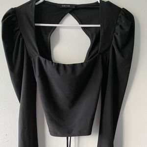 New lace up puff sleeve crop top